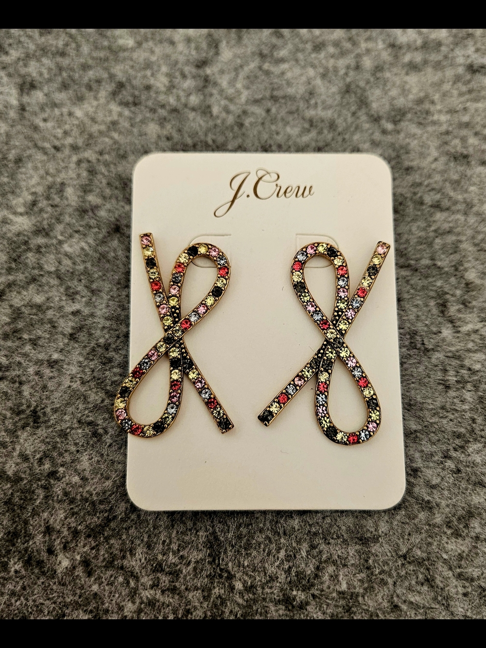 J. Crew Multicolor Crystal Ribbon Earrings NEW!